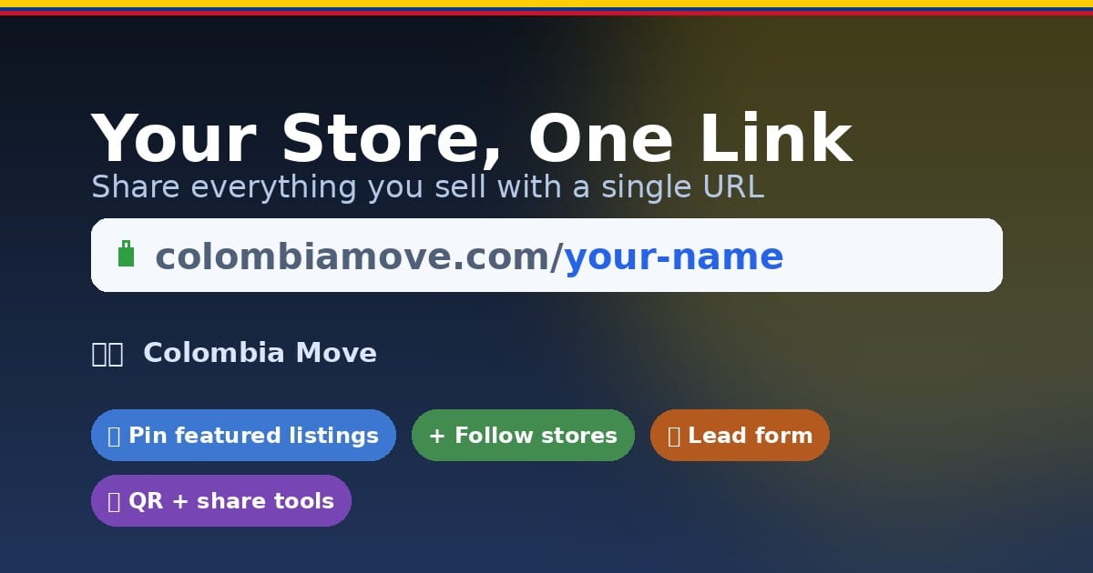 Colombia Move storefront — one URL, every listing