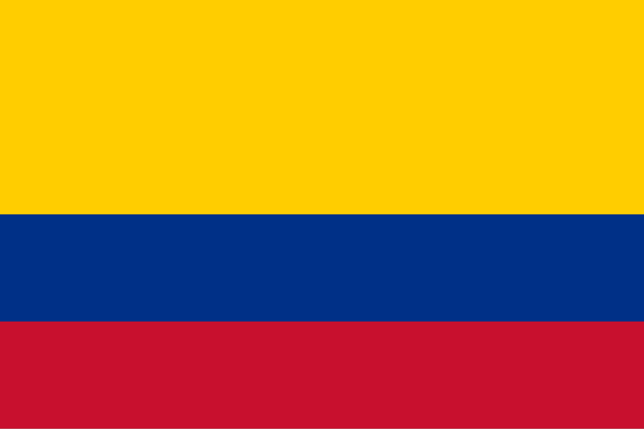 Digital nomad working on laptop in Medellín Colombia with Colombian flag