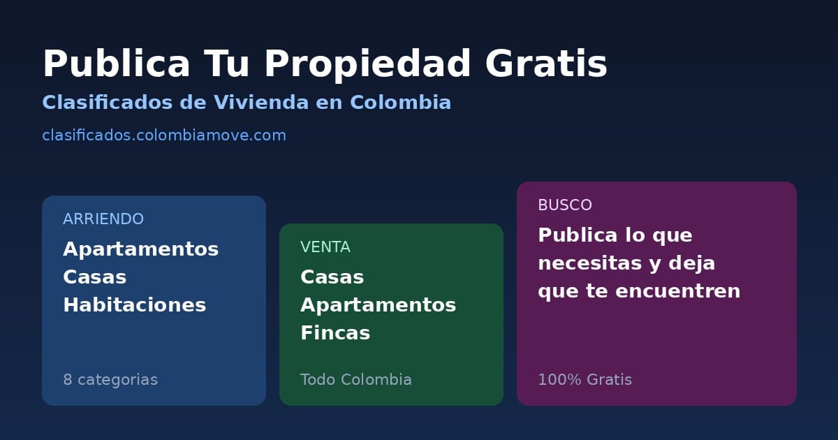 Free housing classifieds in Colombia - apartments, houses, rooms for rent and sale across all major cities